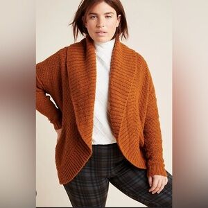 by Anthropologie Denise Textured Cardigan Burnt Orange- Size Large